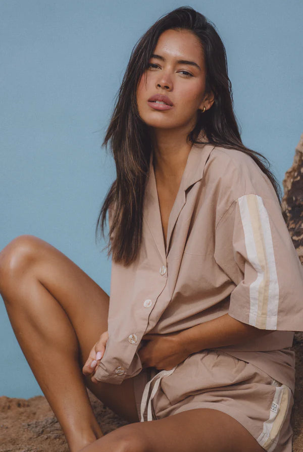 Mocha coloured lounge set from Araminta James