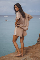 Mocha coloured lounge set from Araminta James