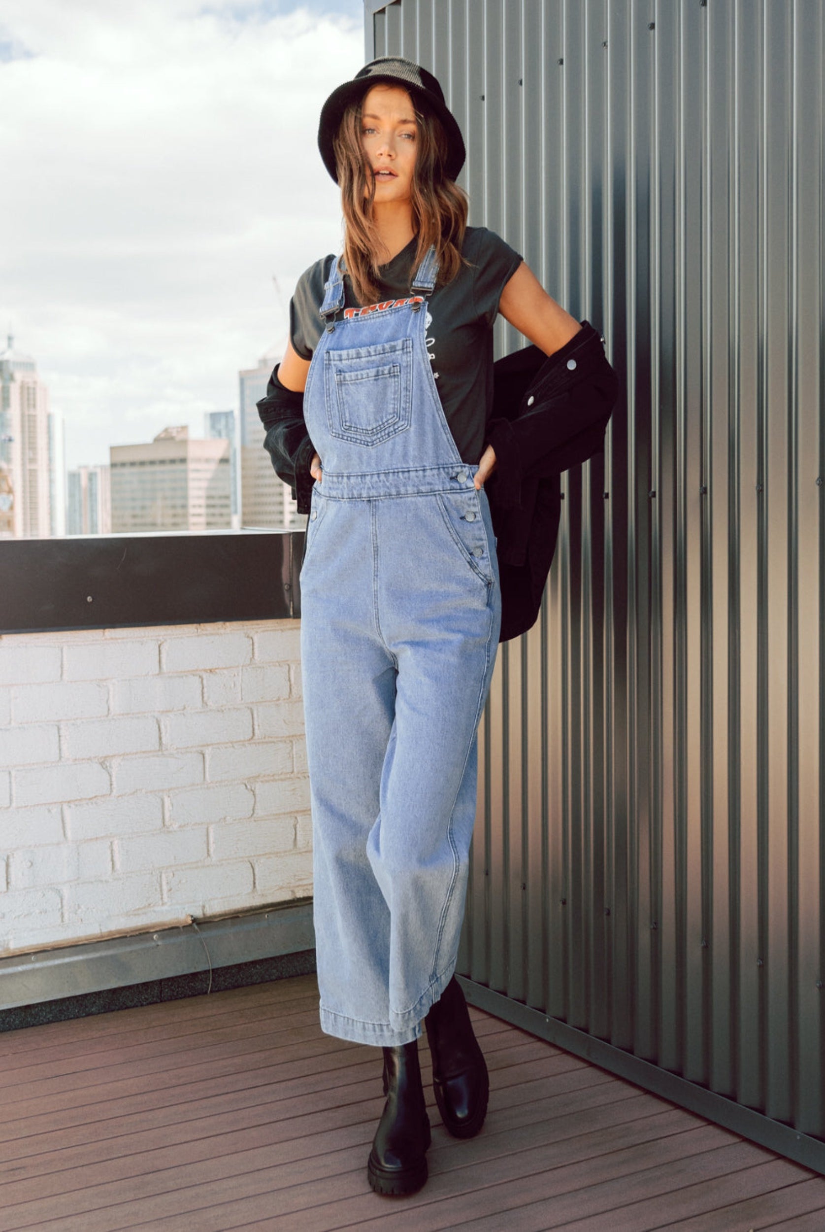 Lightwash denim overalls from Australian brand Paper Heart