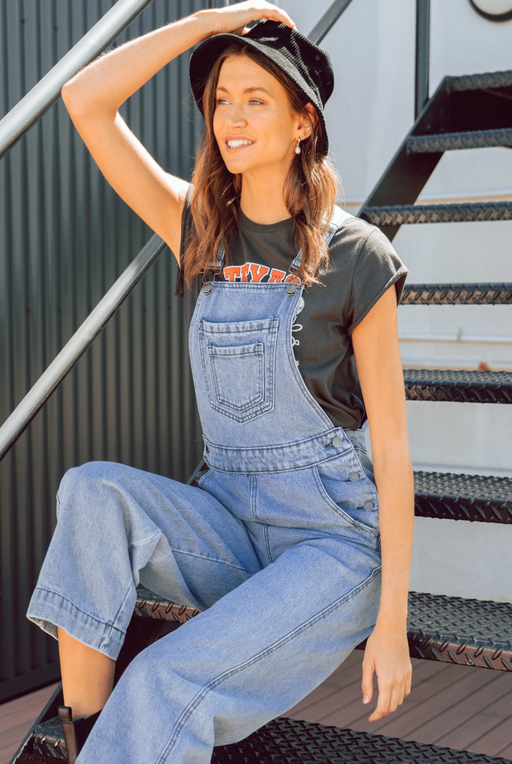 Lightwash denim overalls from Australian brand Paper Heart