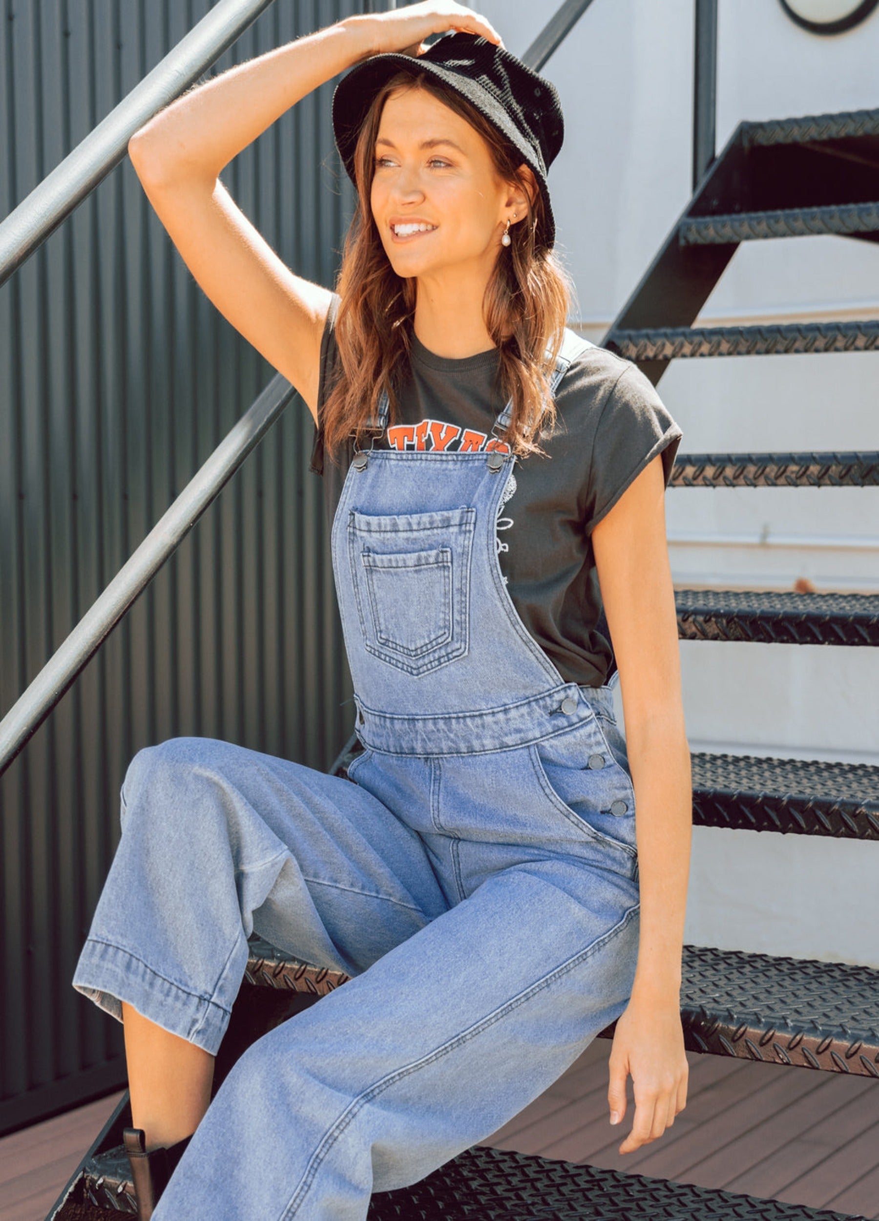 Lightwash denim overalls from Australian brand Paper Heart