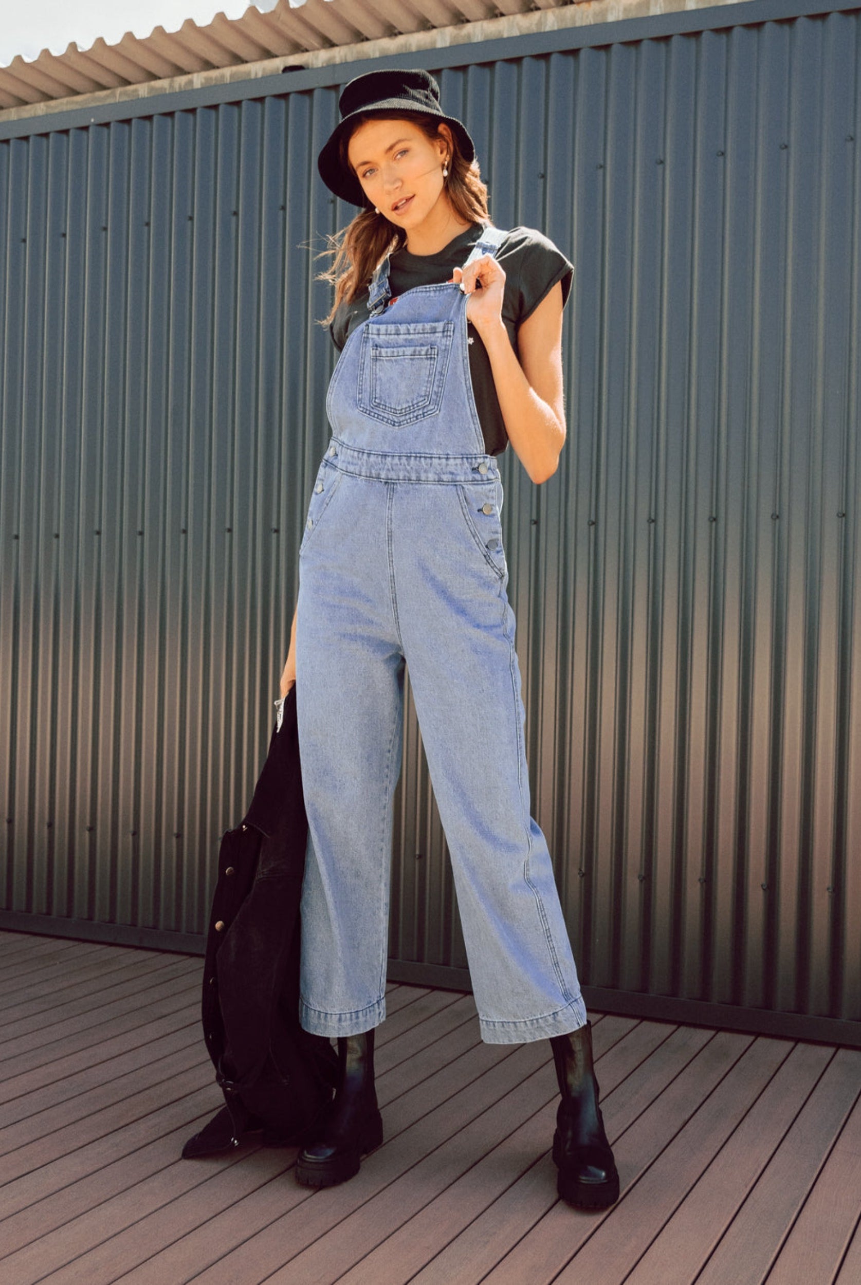Lightwash denim overalls from Australian brand Paper Heart