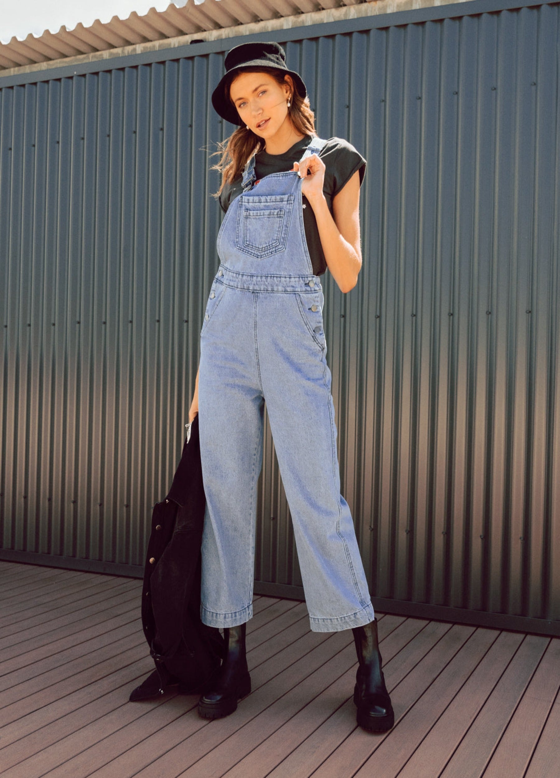 Lightwash denim overalls from Australian brand Paper Heart