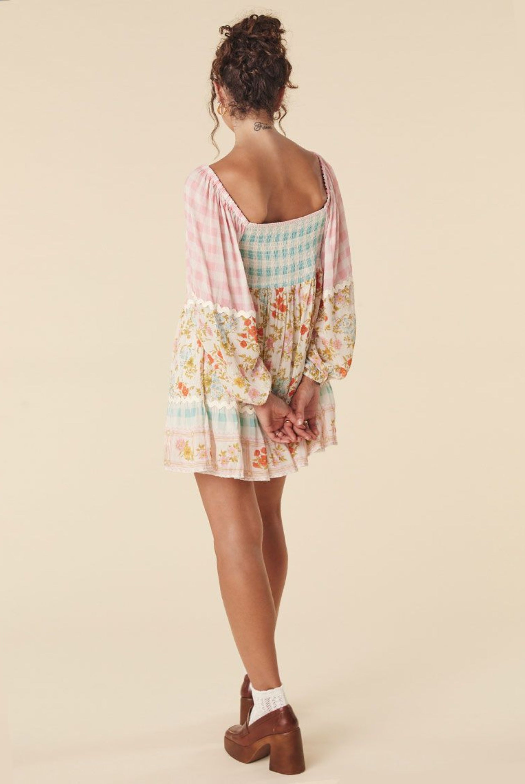 Tunic Dress patchwork floral and gingham