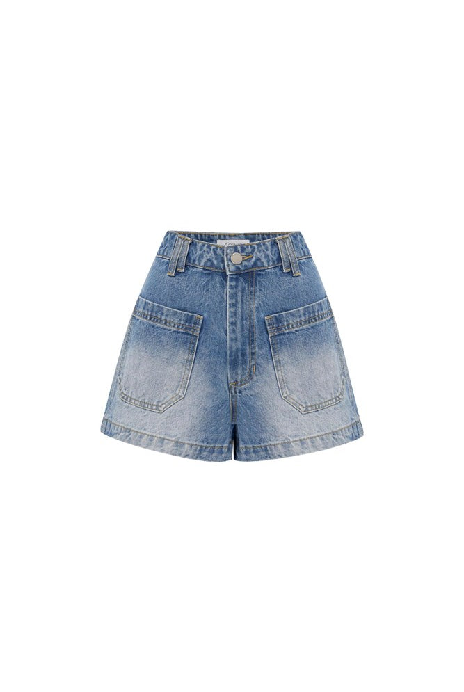 Mid wash denim shorts from Rowie the Label