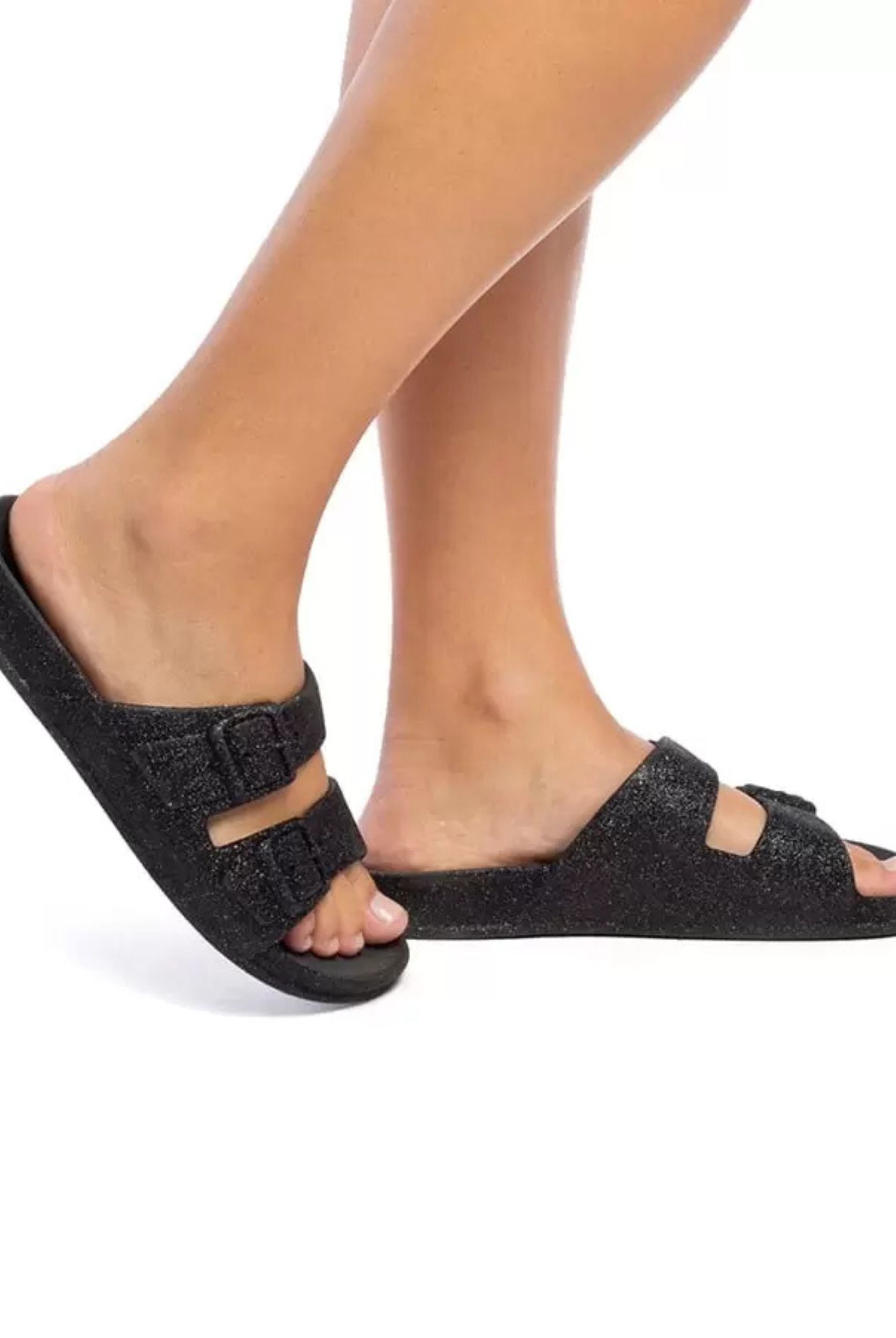 Cacatoes black glitter sandals