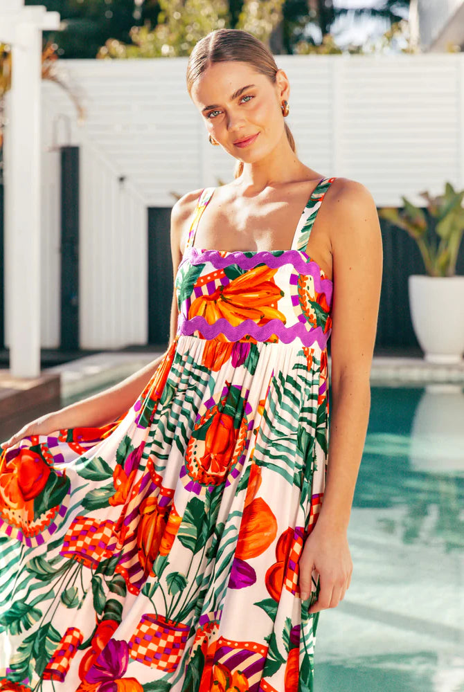Label of Love Printed Isla Ric Rac Dress