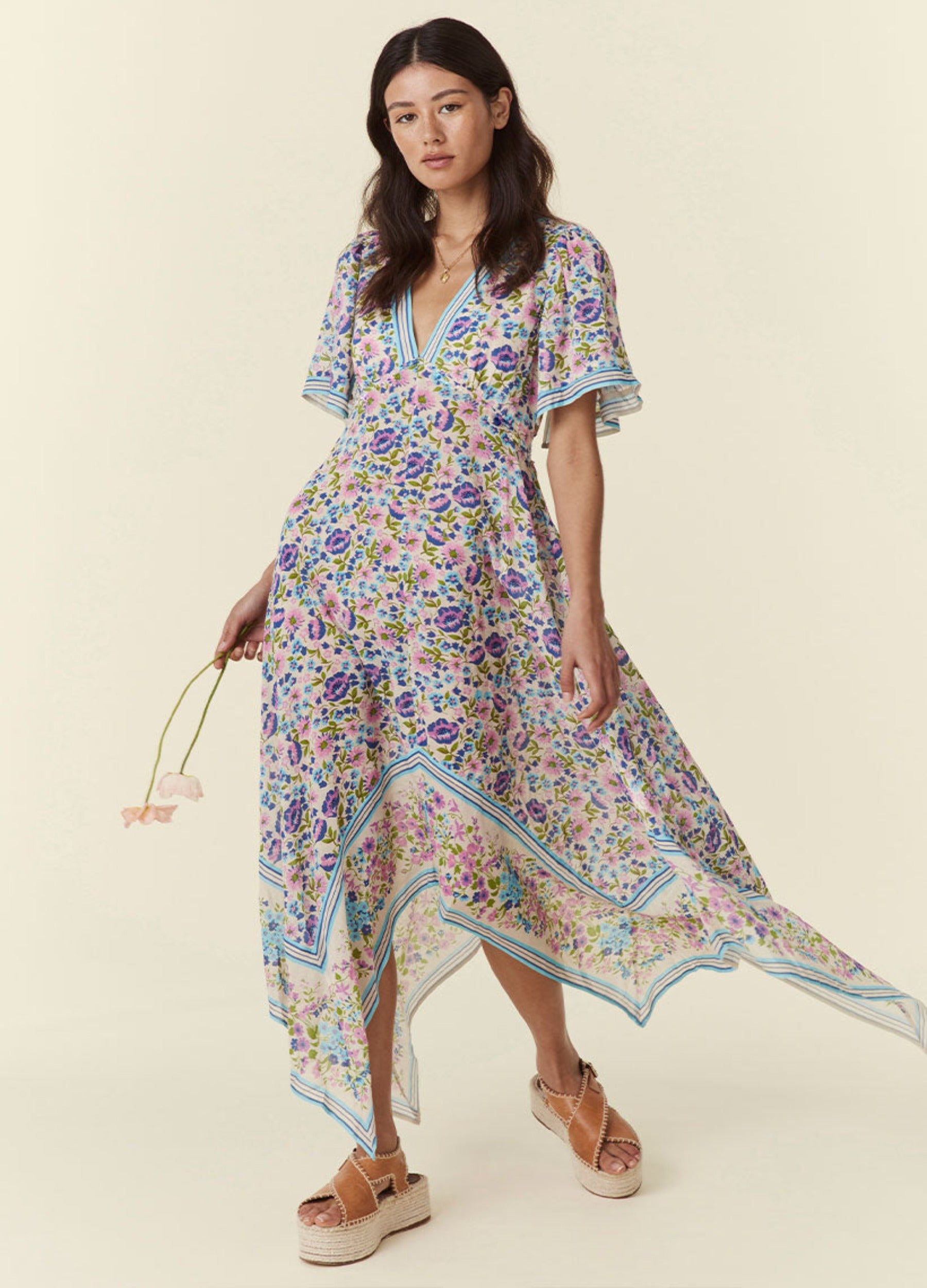 Spell Impala Lily Handkerchief Dress in Iris