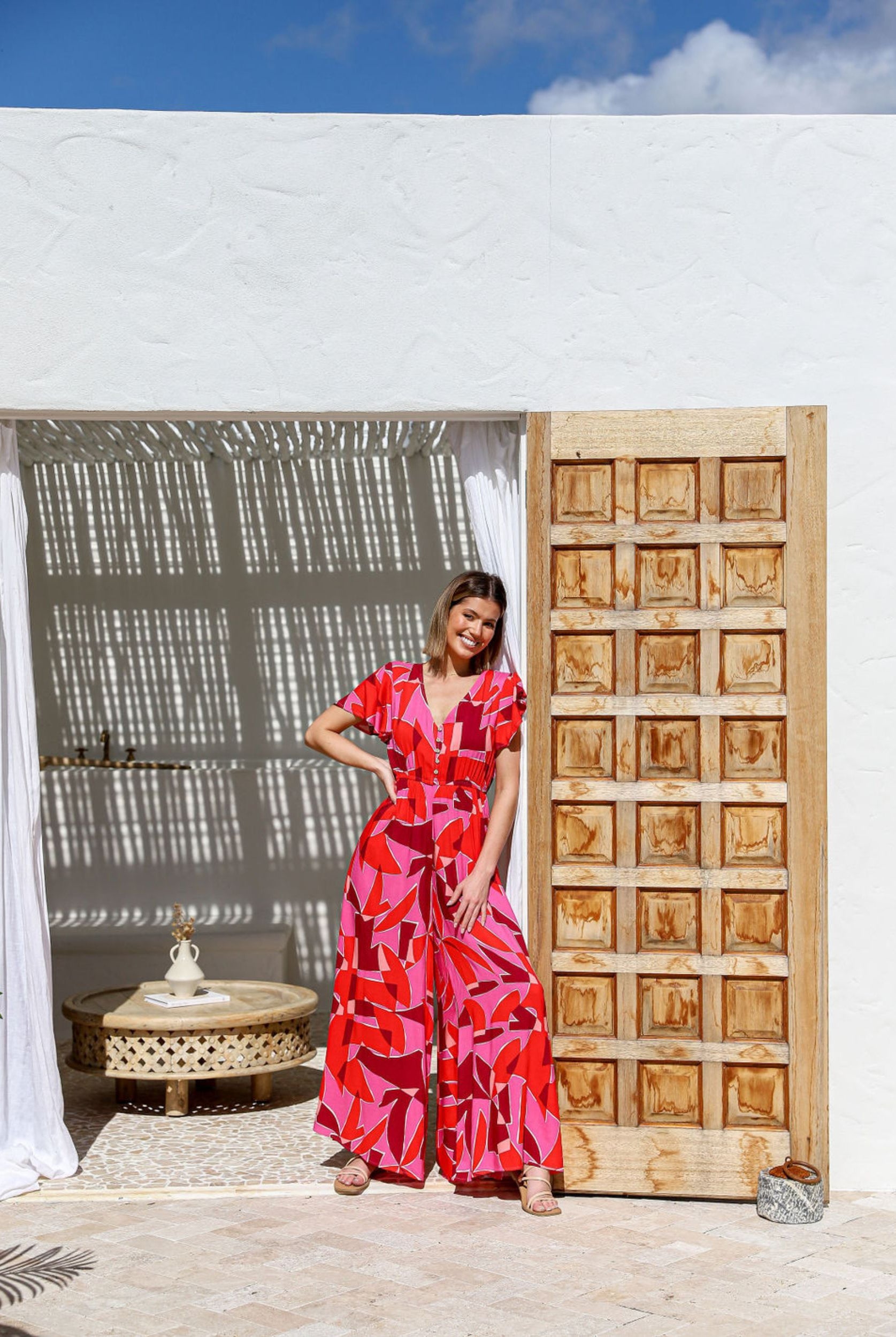 Brightly coloured Geometric Jumpsuit from Label of Love