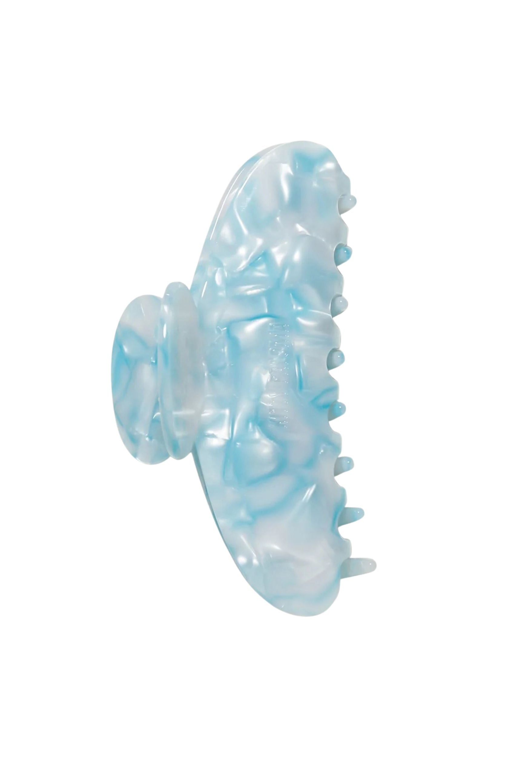 Blue and white decorative item on a white background