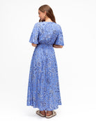 Blue and white maxi dress in floral print