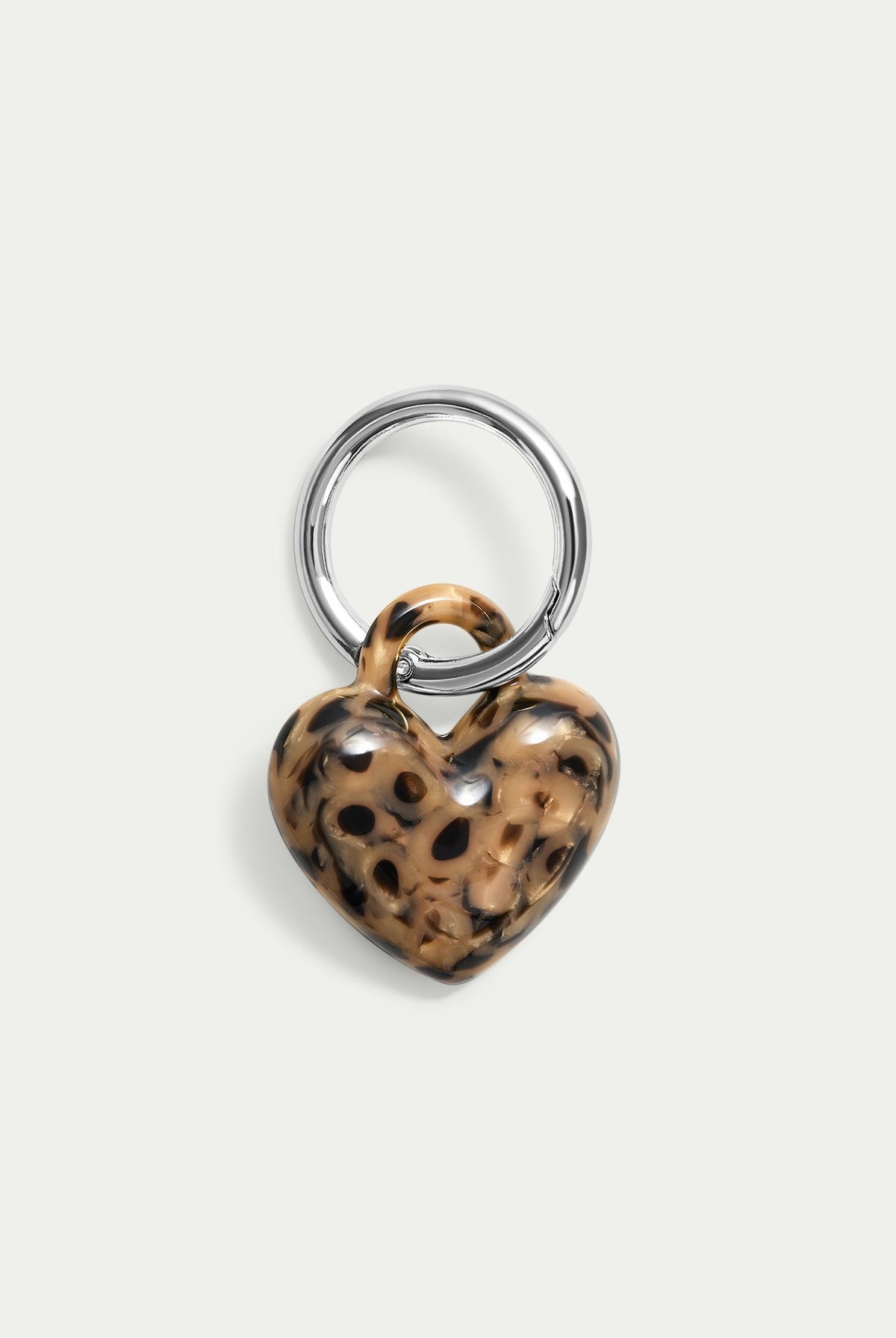 Kitty Paloma Puffy Heart Keychain Leopard Silver