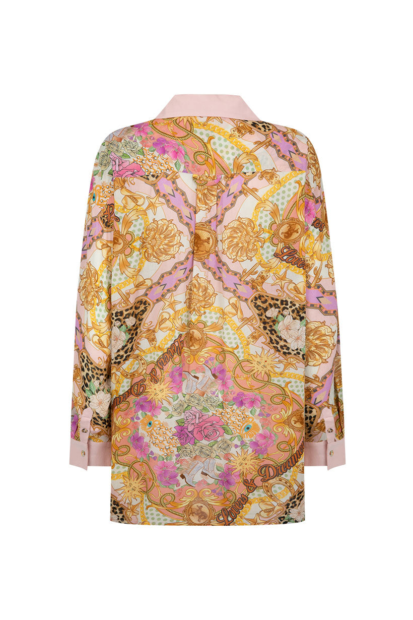 Colorful patterned shirt on a white background