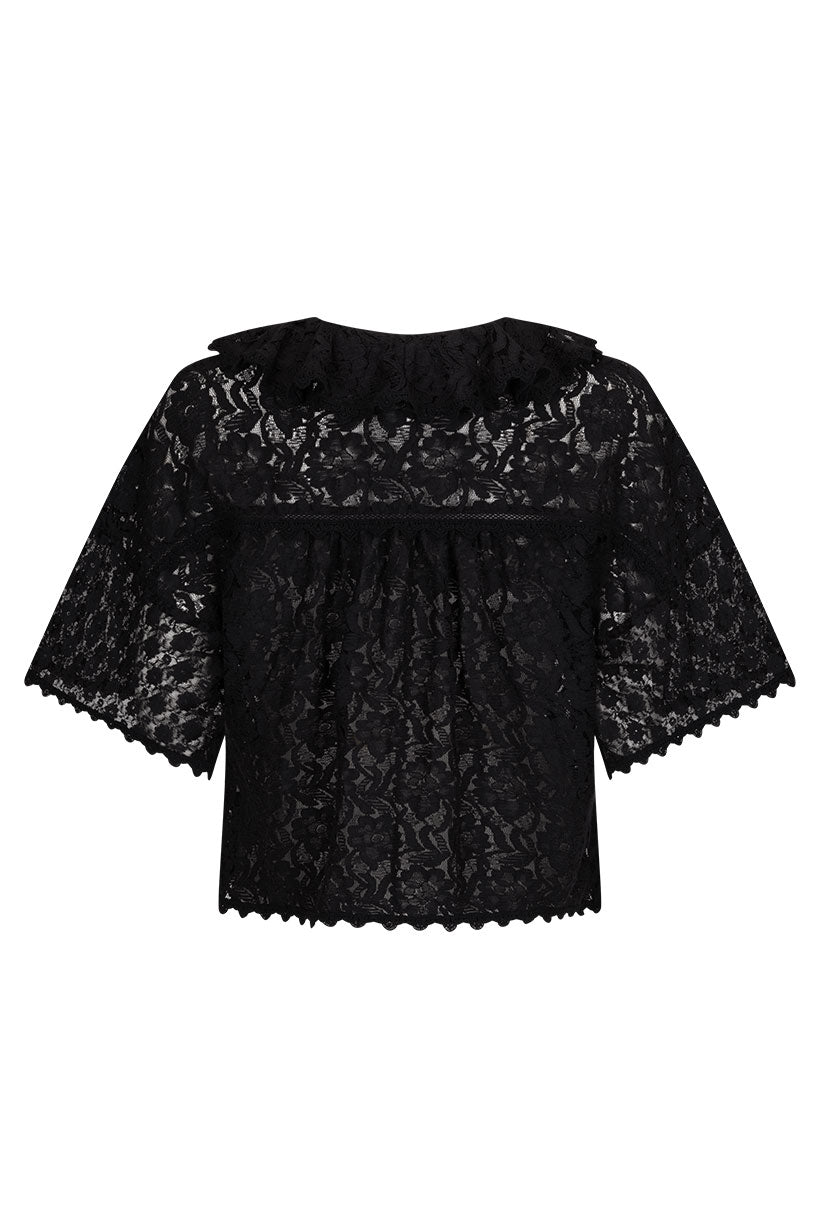 Spell Lux Lisbon Lace Blouse in Onyx