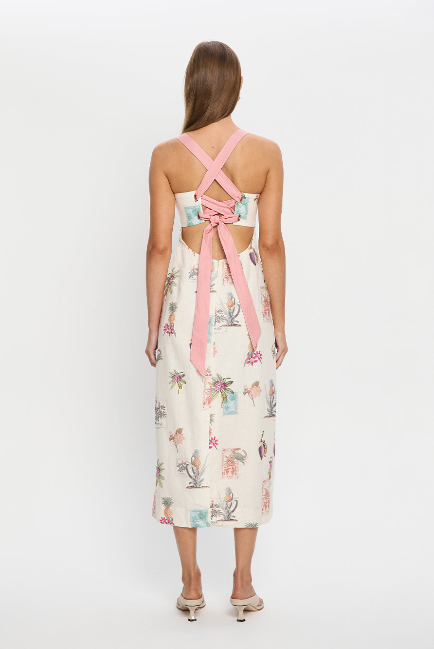 Kivari Lyra Midi Dress with back ties