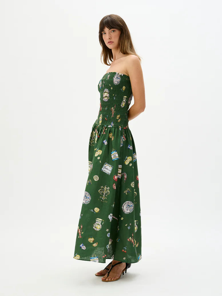 Strapless shirred maxi dress from ROAME Millie Dress Bellisimo
