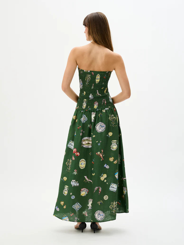 Strapless shirred maxi dress from ROAME Millie Dress Bellisimo