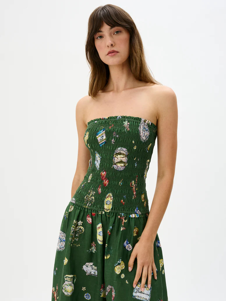 Strapless shirred maxi dress from ROAME Millie Dress Bellisimo