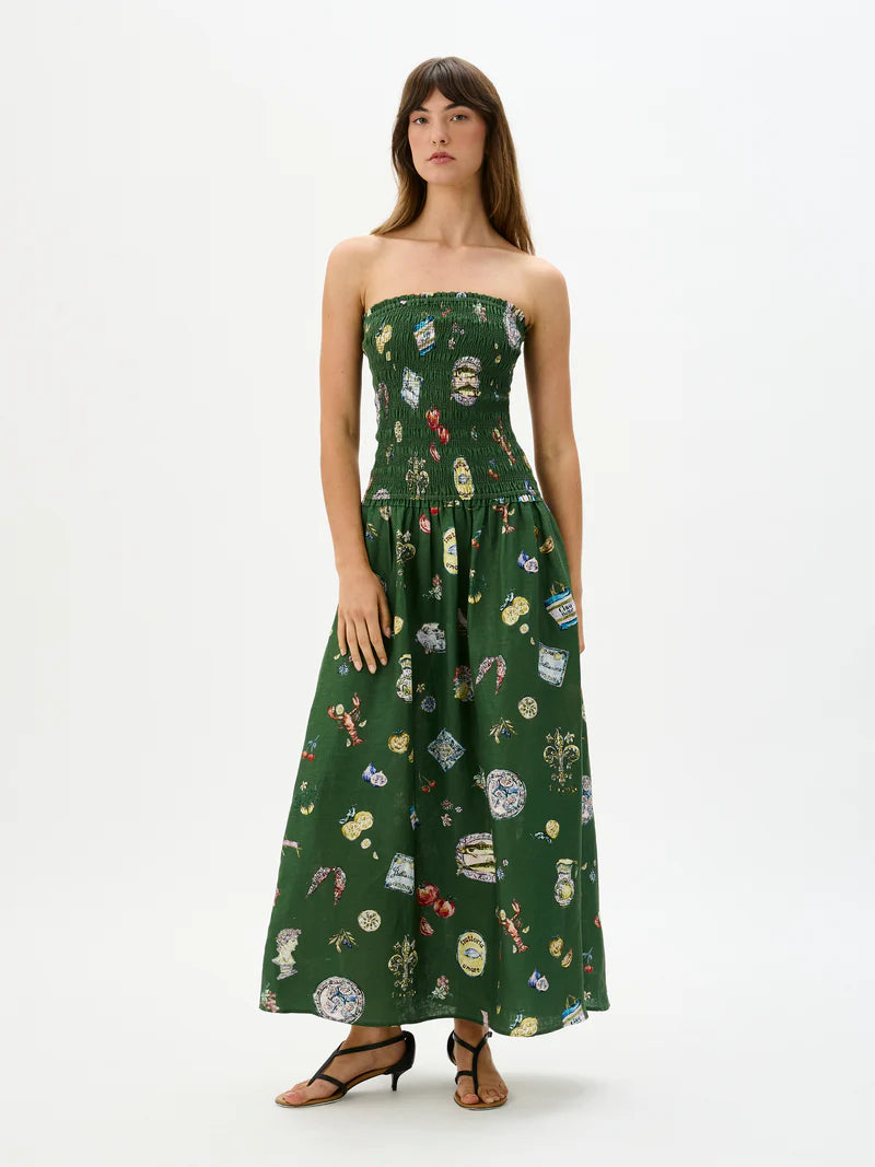 Strapless shirred maxi dress from ROAME Millie Dress Bellisimo