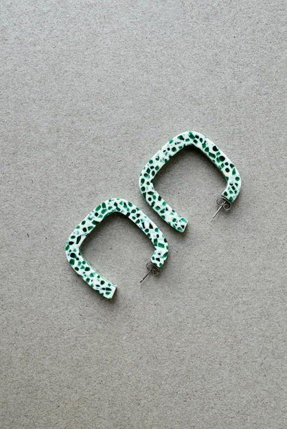 Kitty Paloma Mint Terrazo Hoop Earrings flat lay