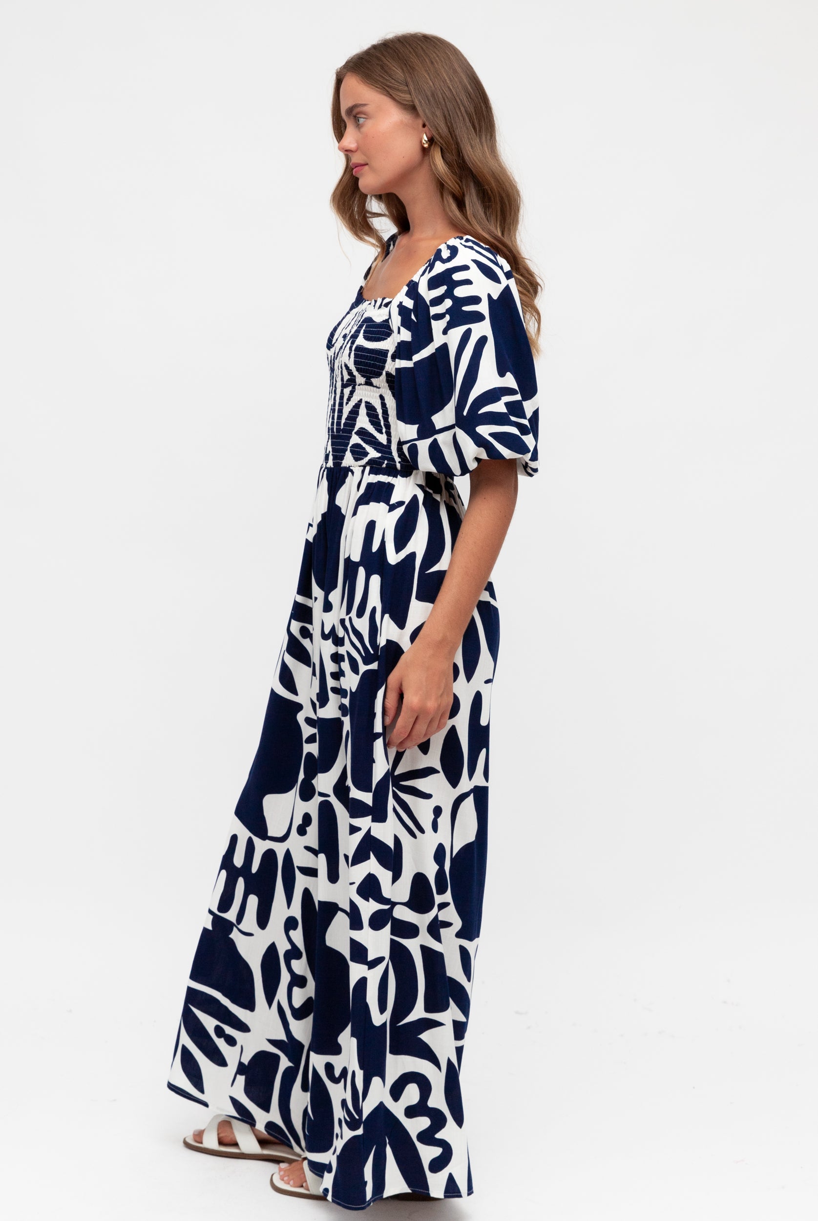 Navy and white mirage jumpsuit