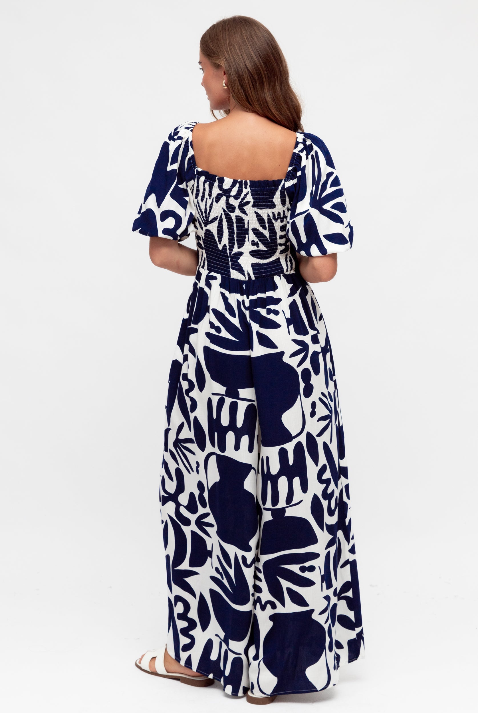 Navy and white mirage jumpsuit