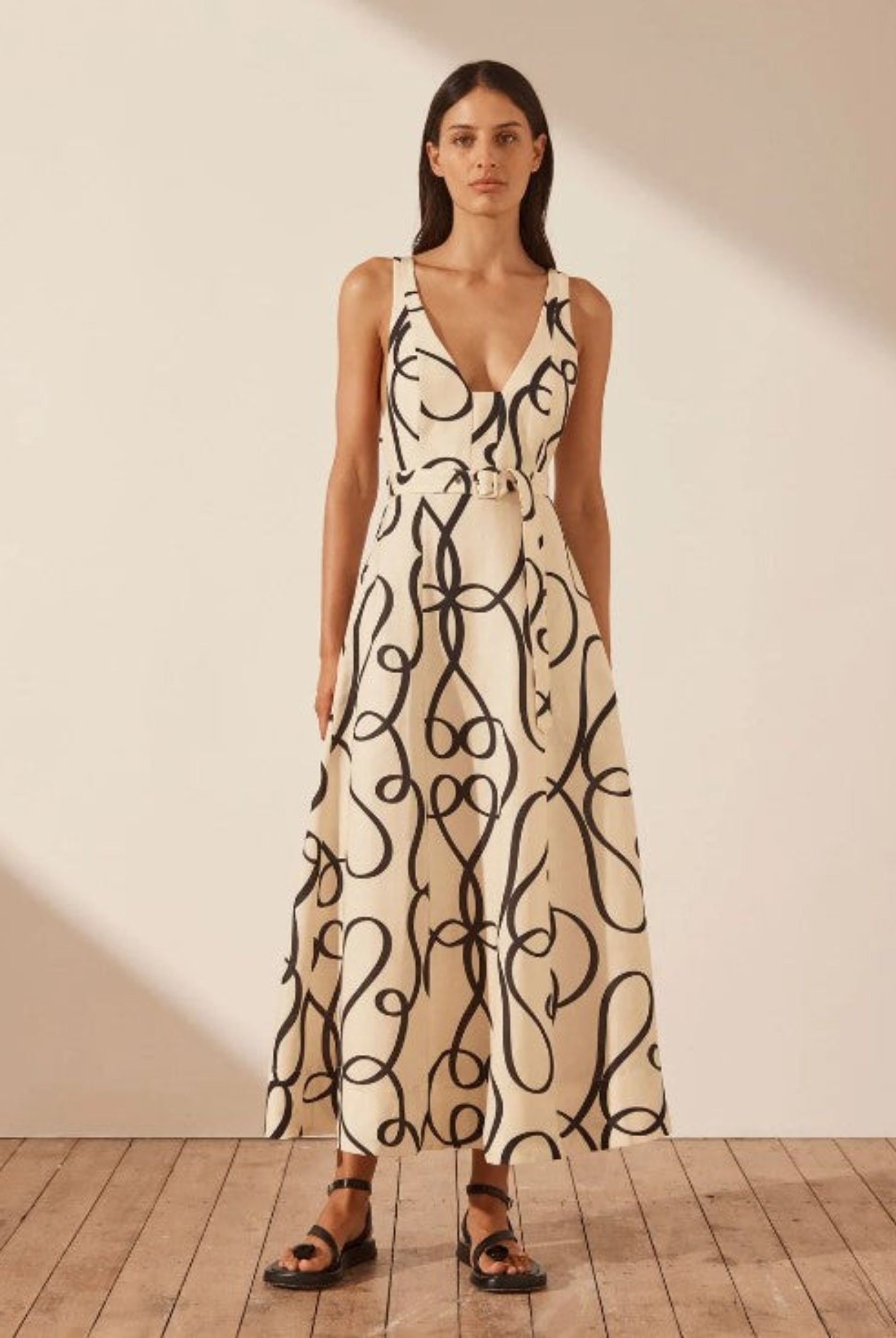 Shona Joy Paneled Midi Dress in Vietri Print