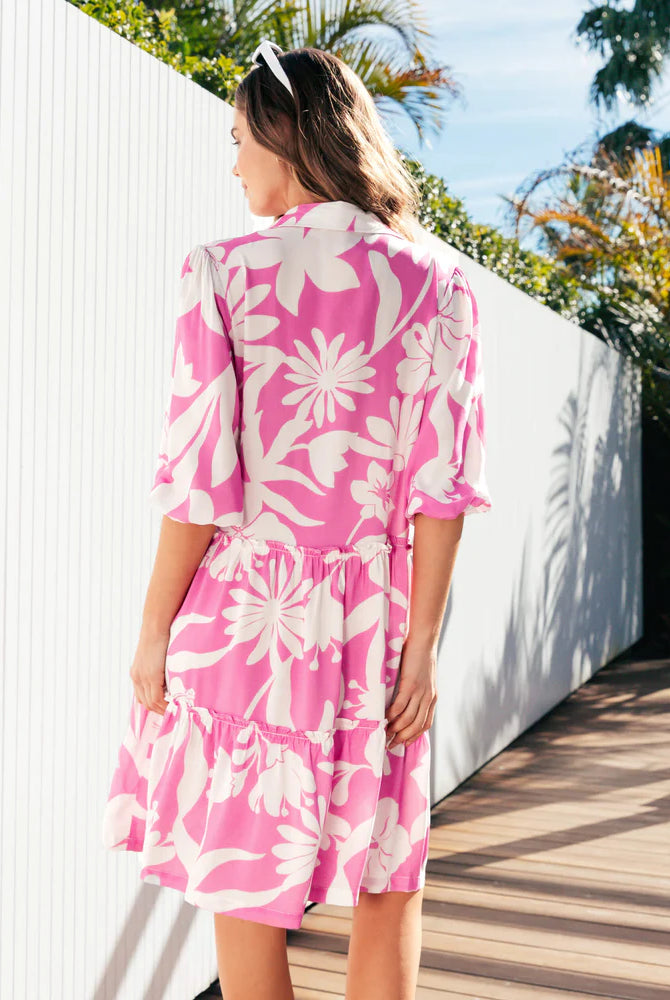 Pink and white floral mini dress 2