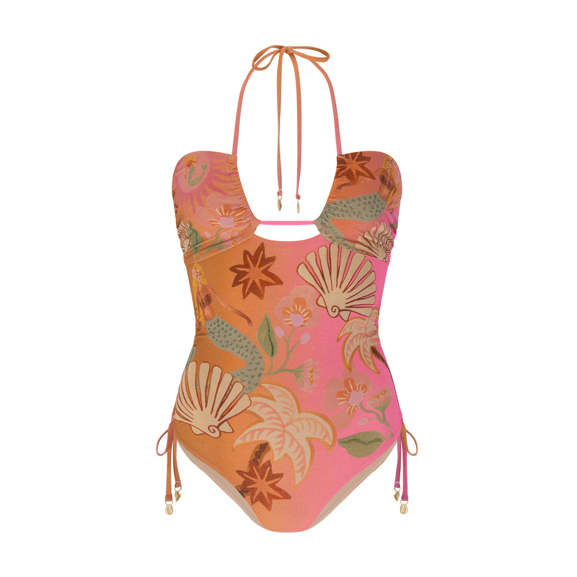 Floral patterned swimsuit on a white background