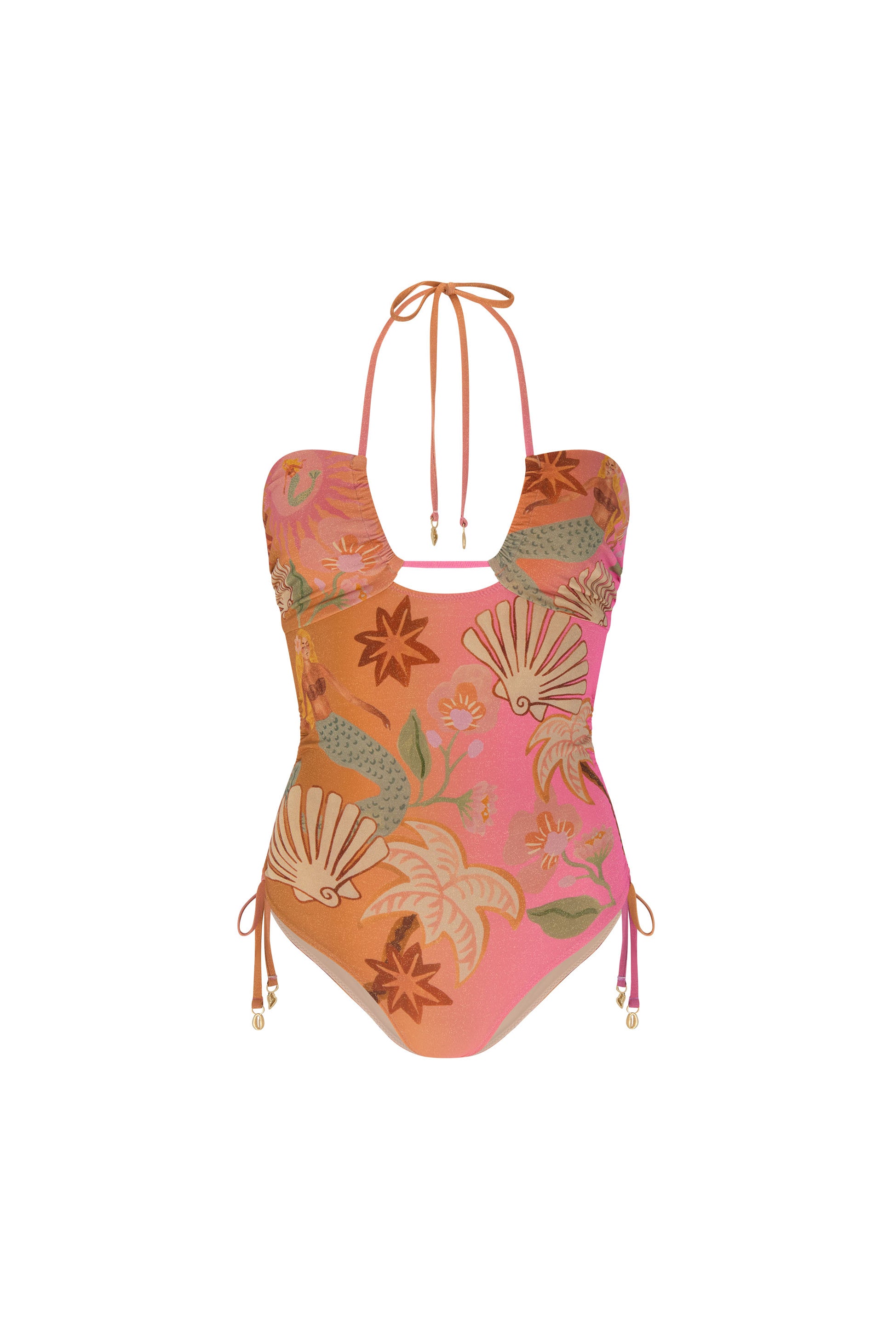 Floral patterned swimsuit on a white background