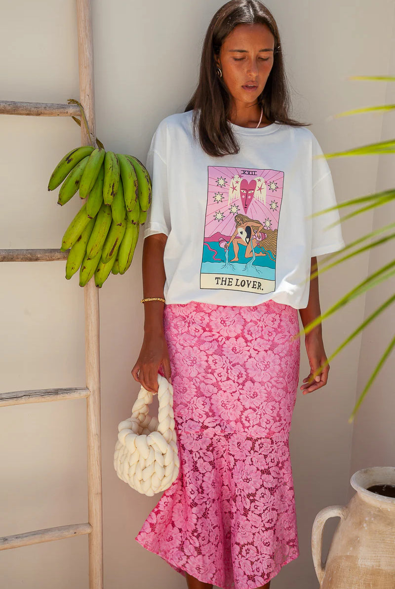 Pink Lace Skirt from Palm Collective