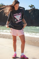 Soft cotton washed tee with Palm Casa Motif _ Dove Tee Palm Collective