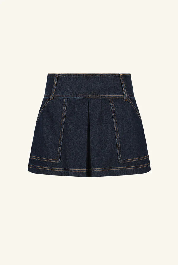 Indigo Denim Pleated Mini Skirt from Shona Joy