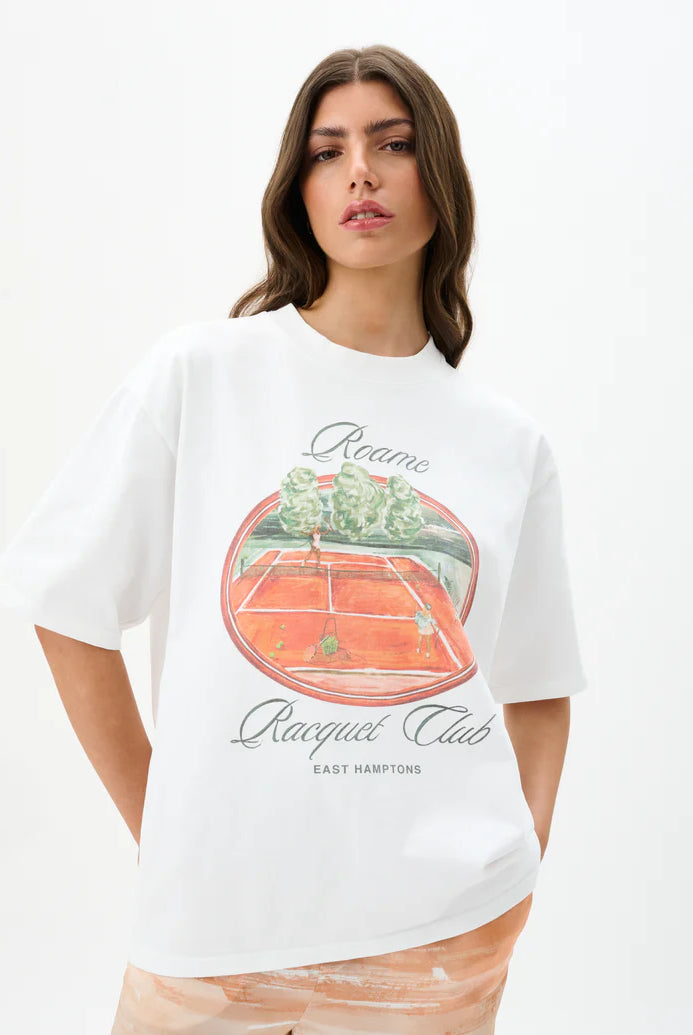 Roame Racquet Club TShirt with tennis club motif
