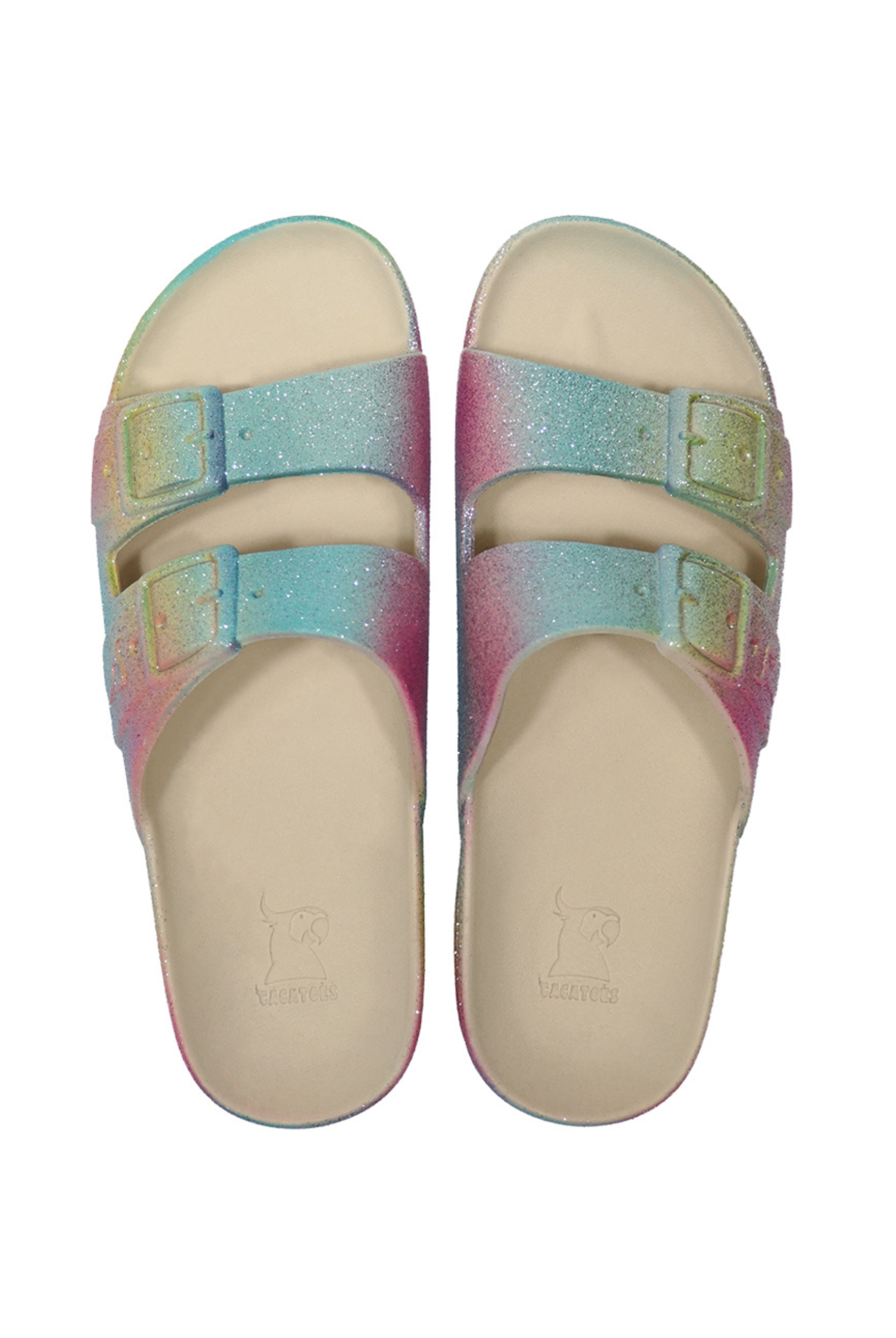 Rainbow glitter kids sandals from cacatoes
