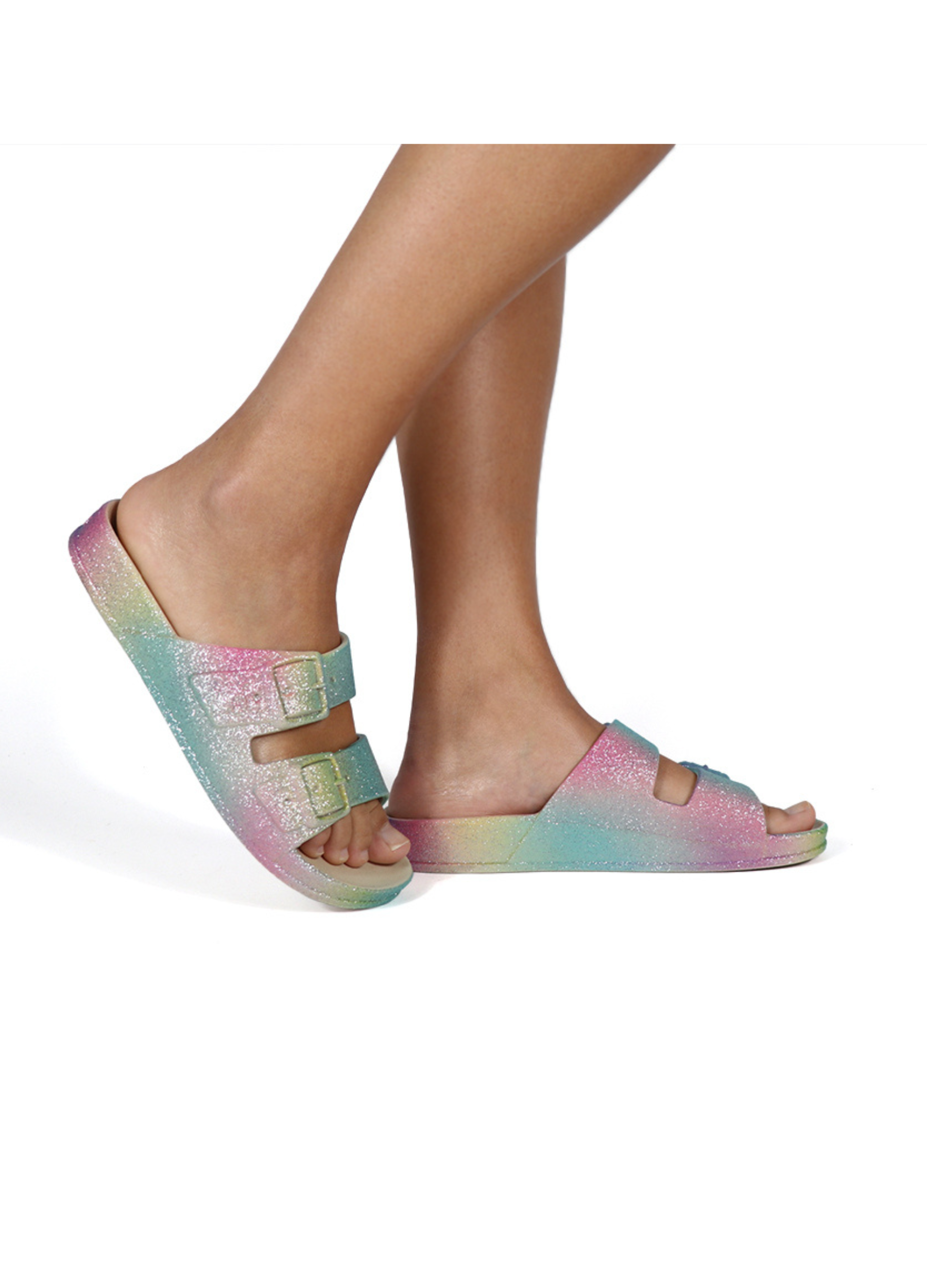 Rainbow glitter kids sandals from cacatoes