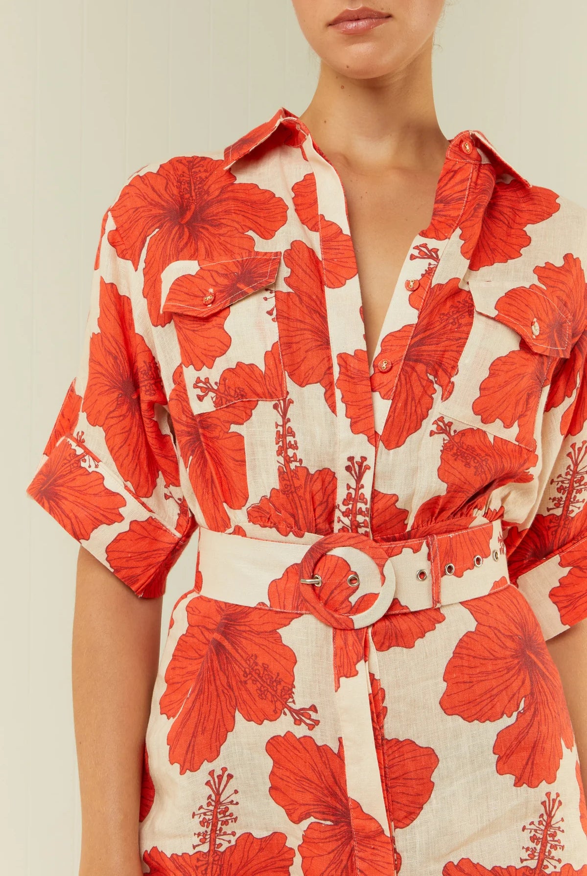 Red Hibiscus Shirt Dress from Palm Noosa