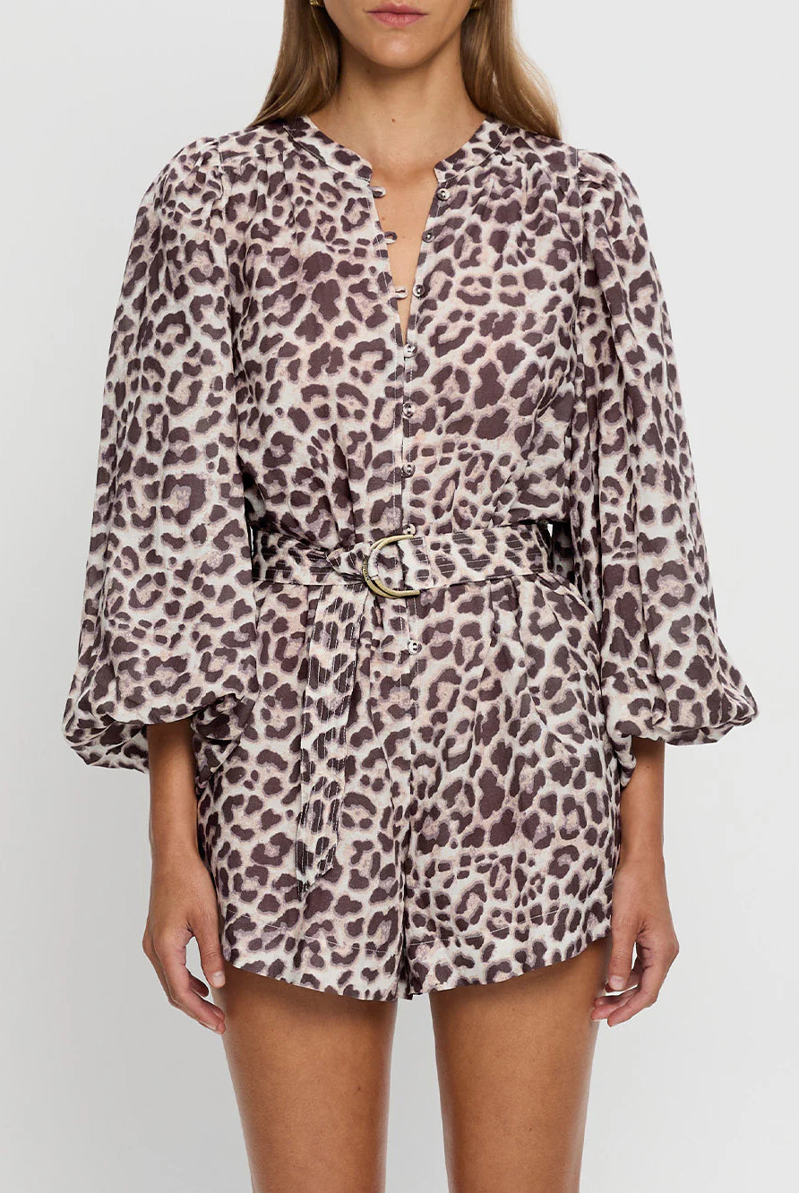 Kivari Reece Playsuit Leopard Print