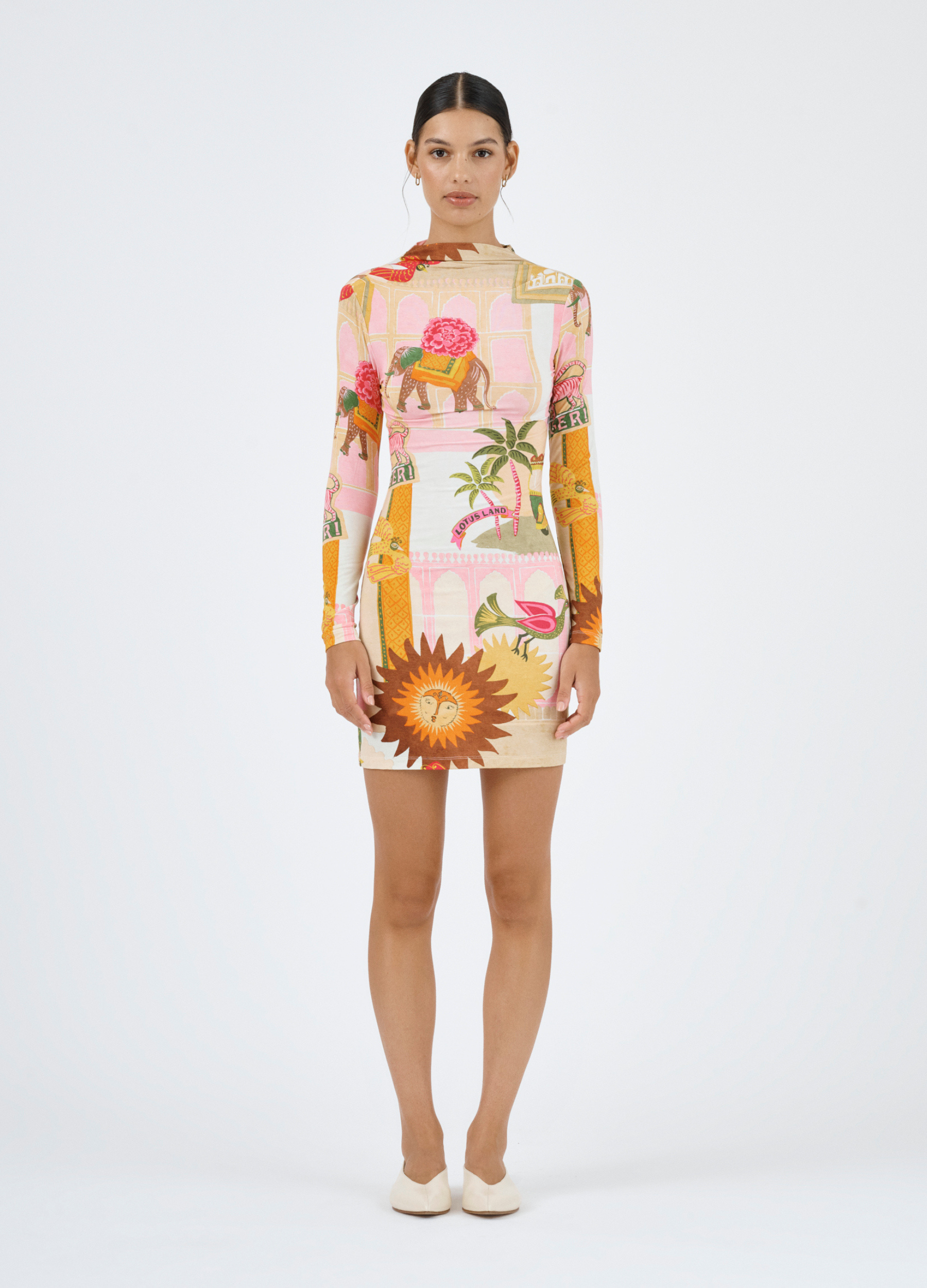 Roame Goldie Mini dress with long sleeve and turtle neck