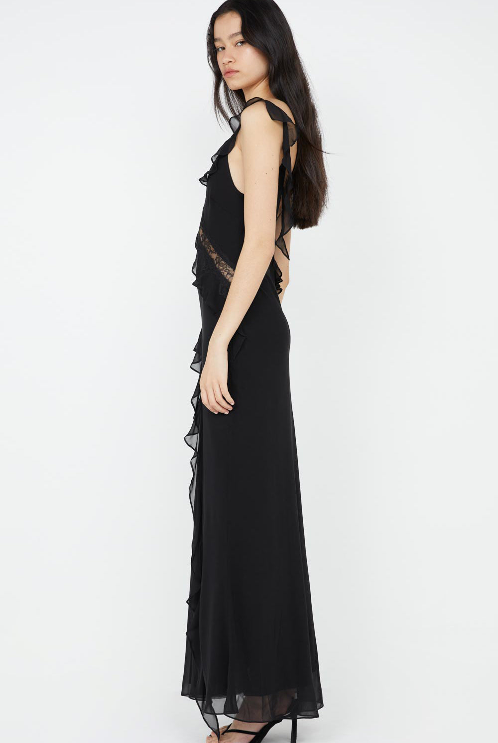 Black Maxi Dress with Black Lace Detailing