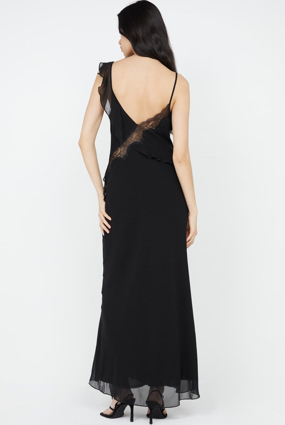 Black Maxi Dress with Black Lace Detailing