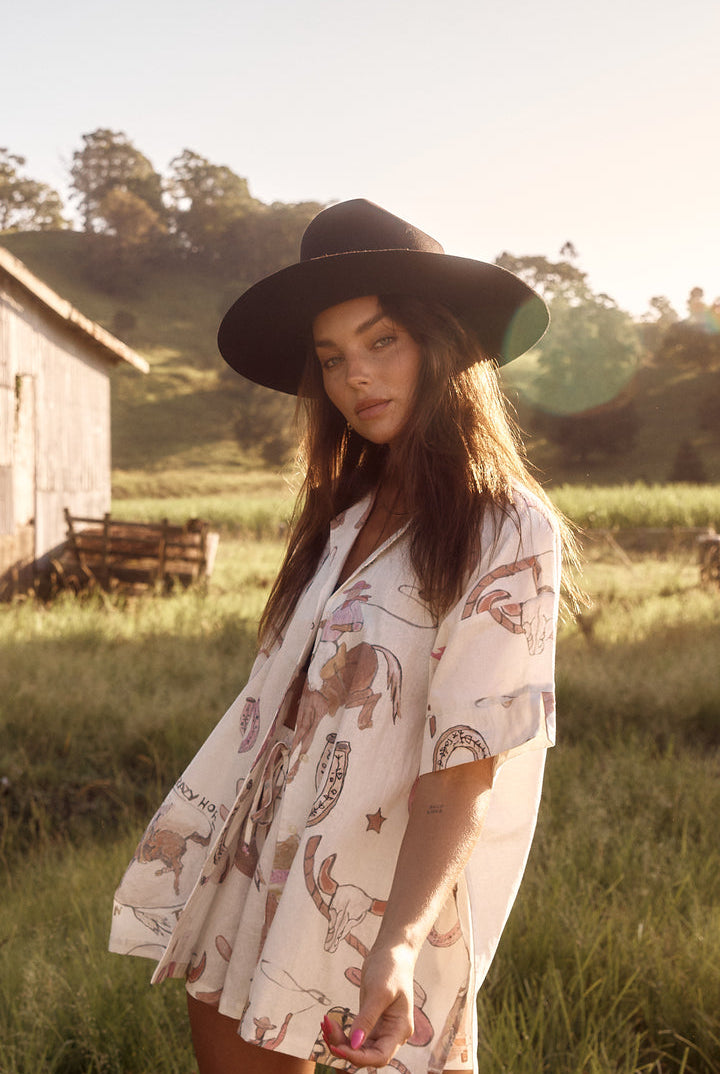 SABBI WESTERN SHIRT WITH COWBOY PRINT