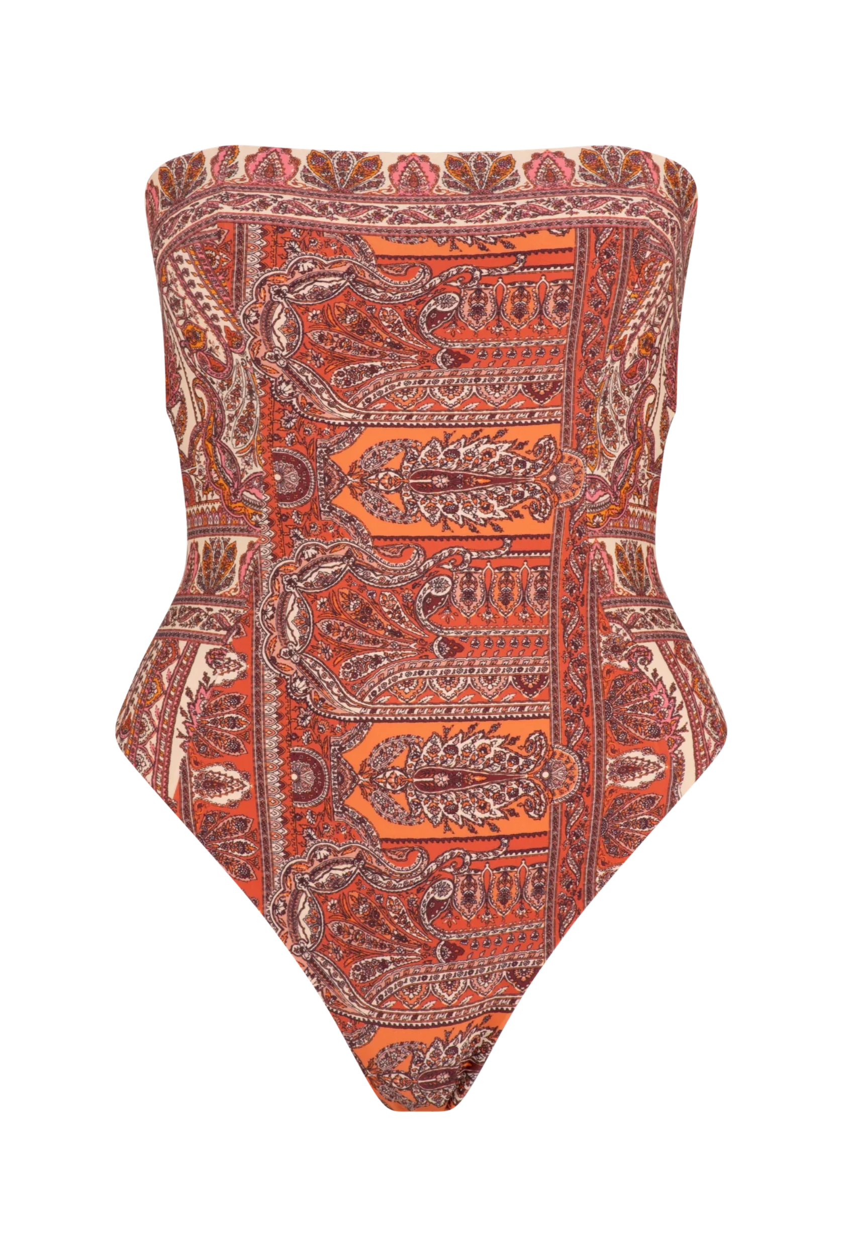 Strapless one piece in pasmina print