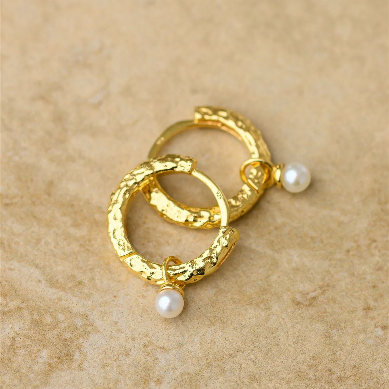 Gold Hoop earrings with pearl from indigo and wolfe