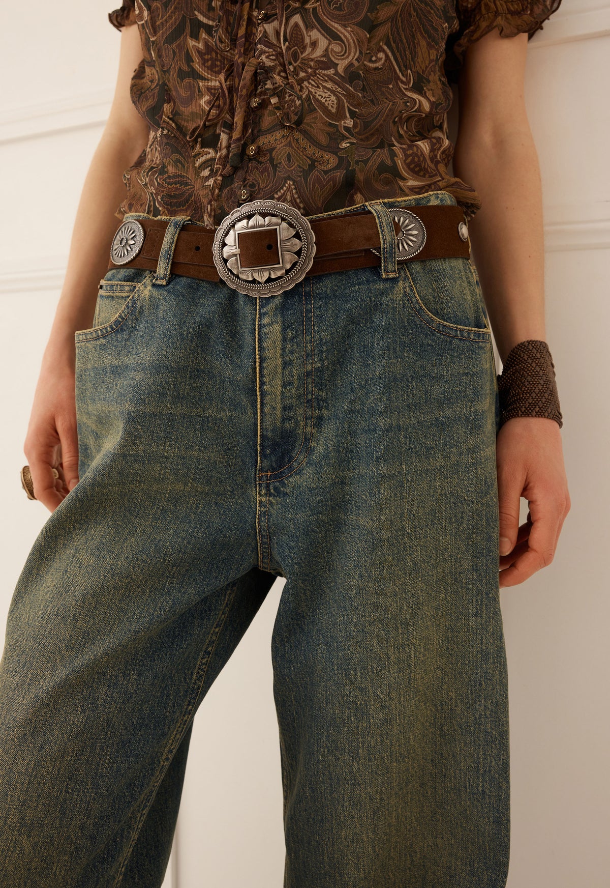 Spell Clandestine Suede Belt in Chocolate