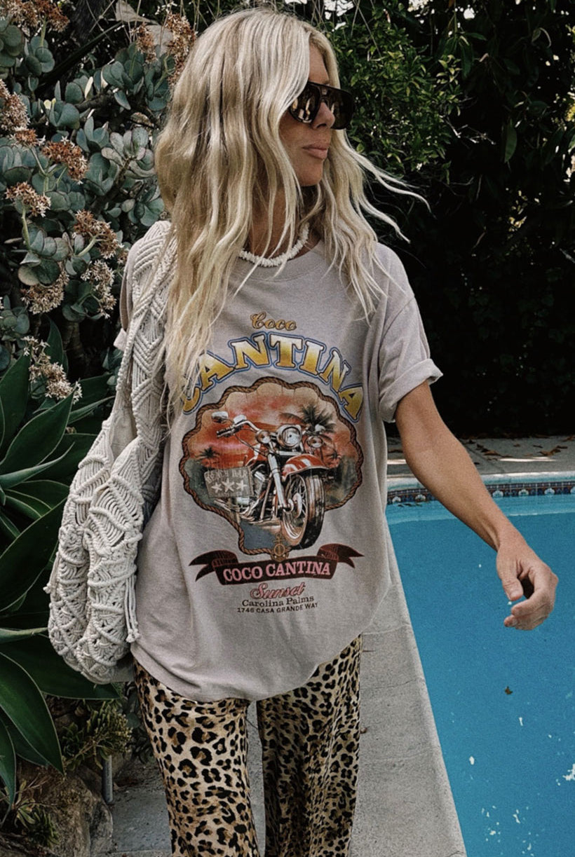 Taupe tee with cantina motif from Australian brand Spell