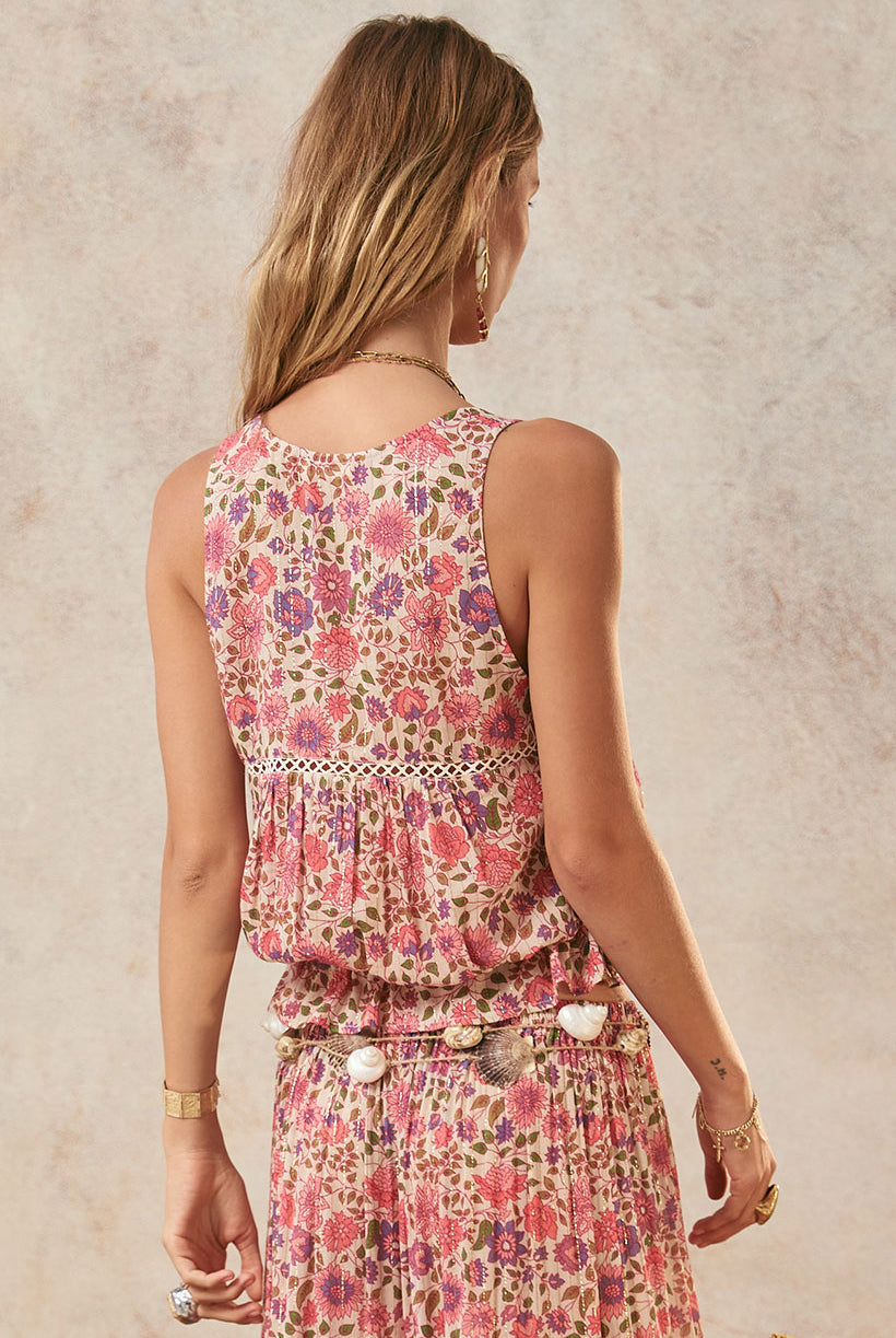 Pretty woven cami with lace trim inserts from Spell