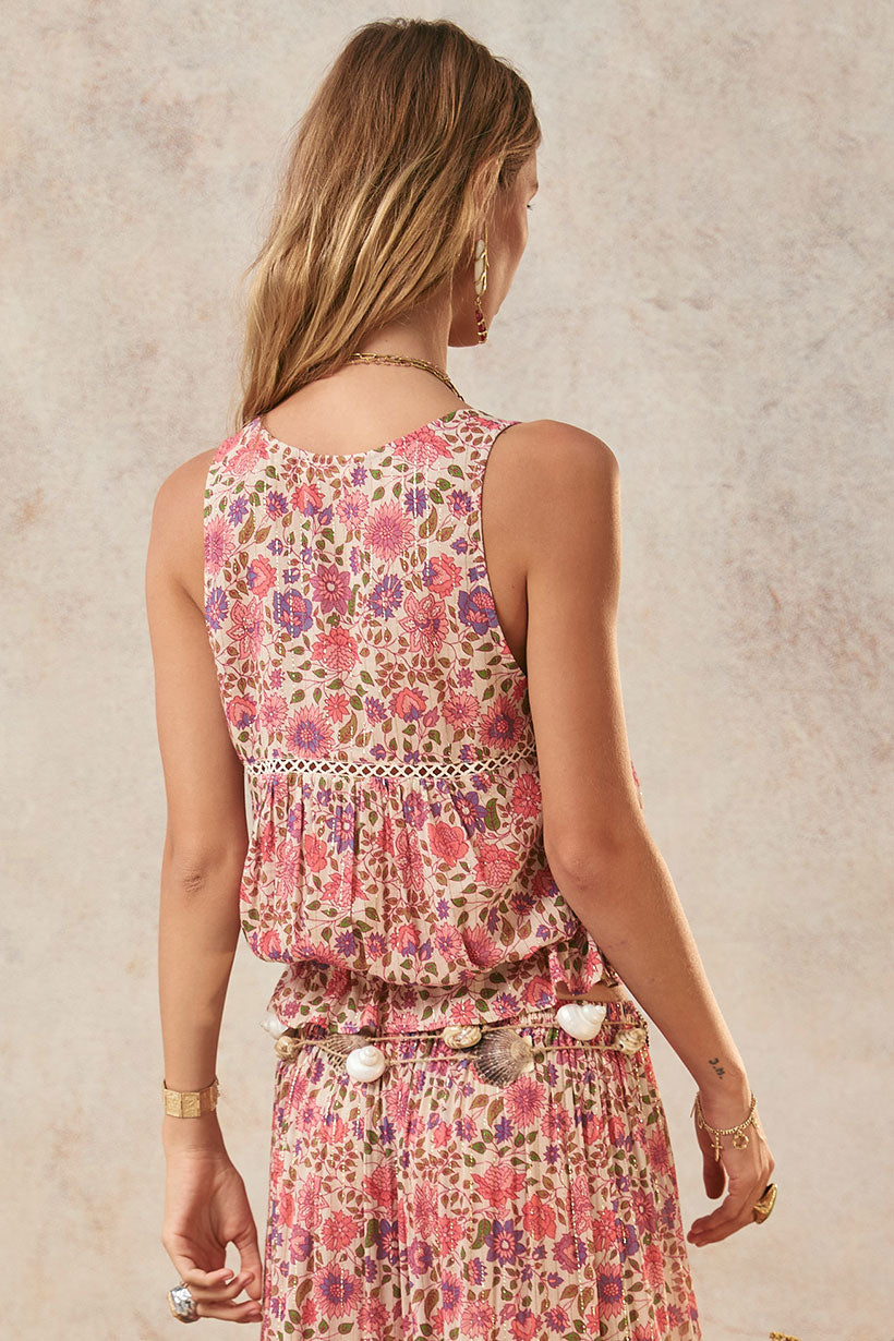 Pretty woven cami with lace trim inserts from Spell