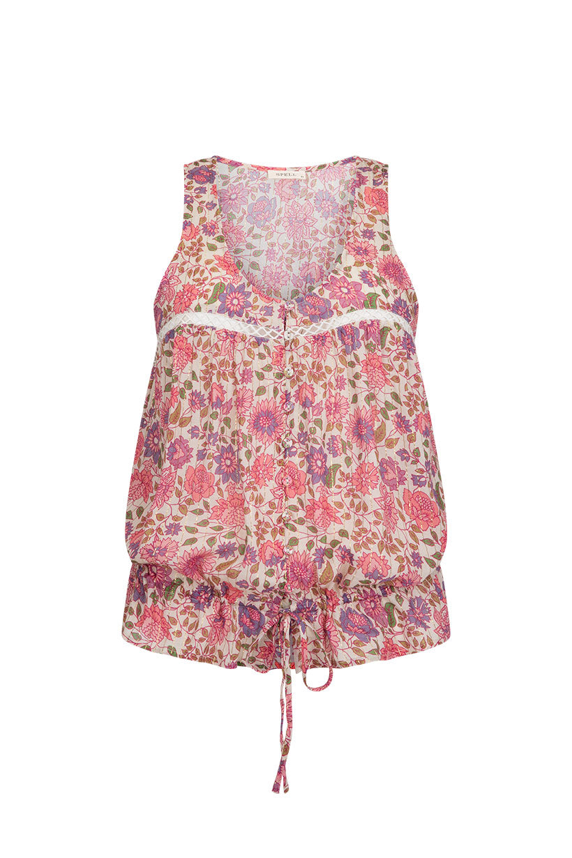 Pretty woven cami with lace trim inserts from Spell