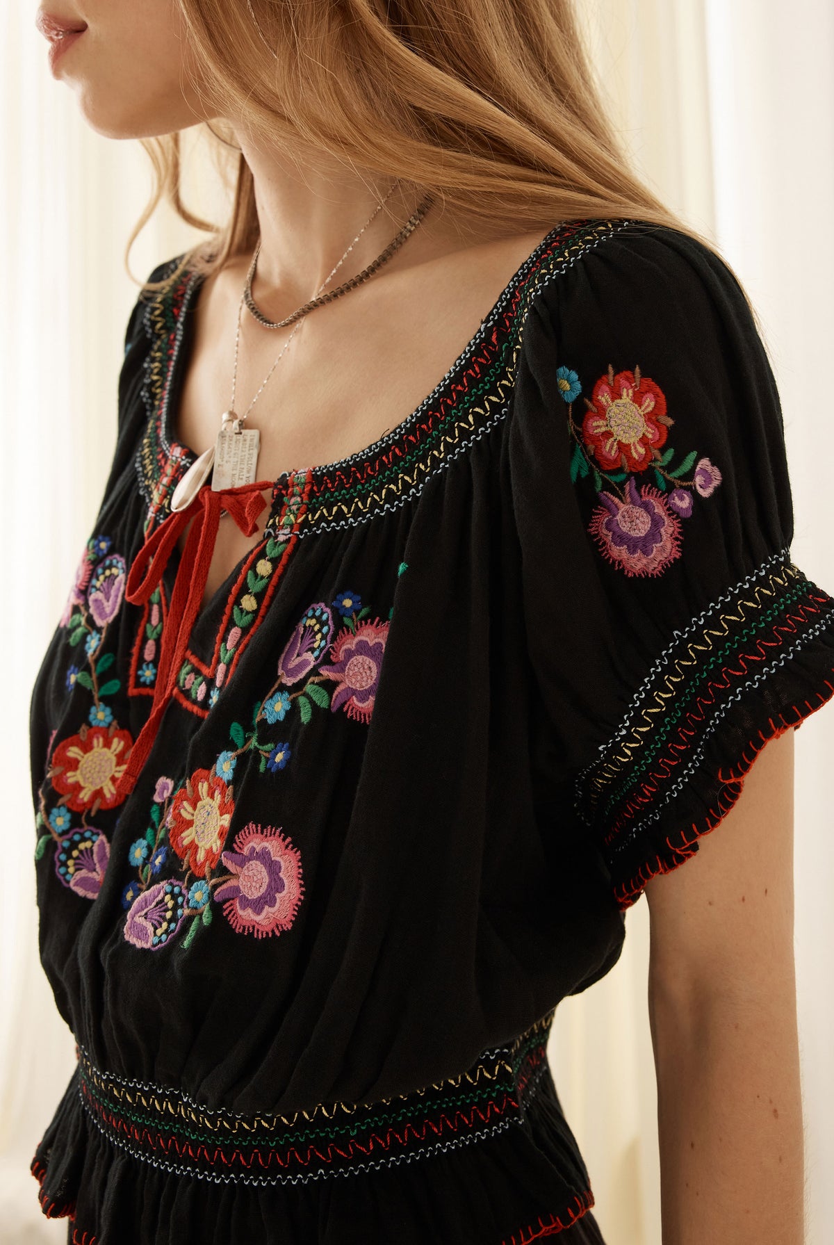Spell Feliz Crop Blouse in Woodland Black